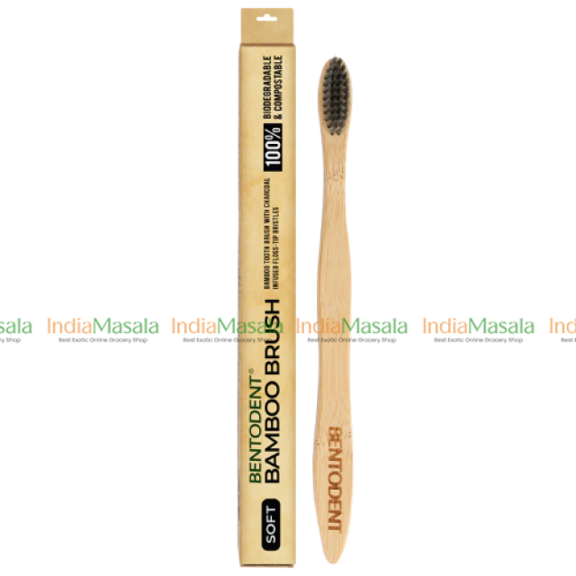 BENTODENT BAMBOO BRUSH WITH CHARCOAL INFUSED FLOSS-TIP BRISTLES -1Pcs