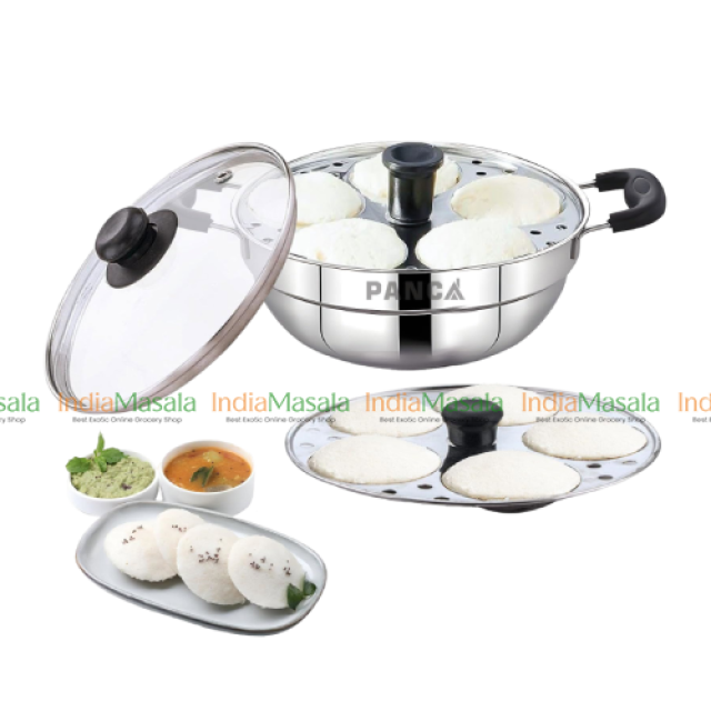 DIAMOND INDUCTION BASE MULTI KADAI WITH GLASS LID 2 PLATES – 10 IDLIS -1Pc
