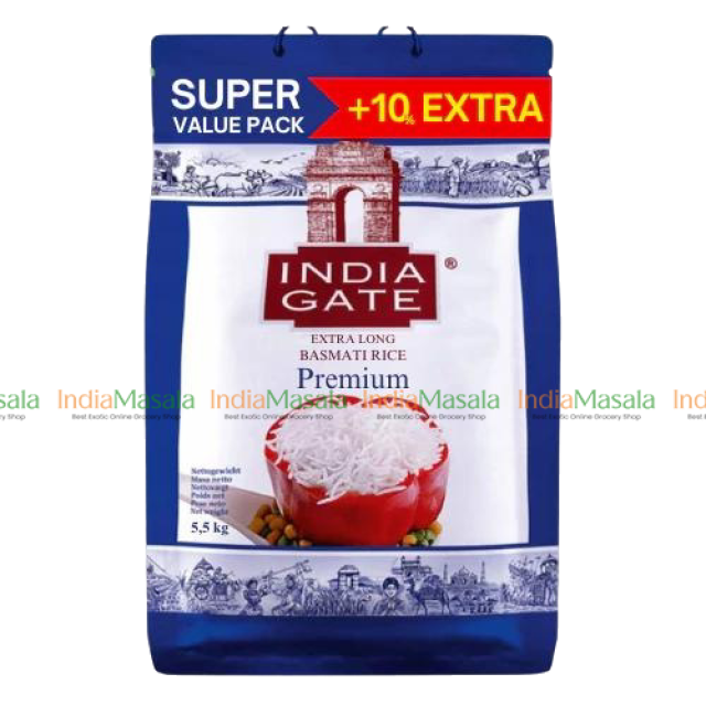 INDIA GATE PREMIUM EXTRA LONG BASMATI RICE 10 EXTRA-5Kg