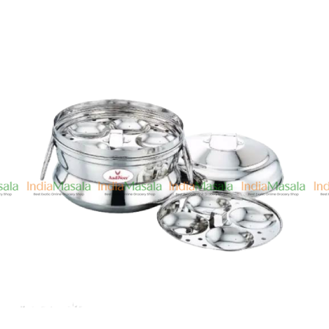 GOLDEN STAINLESS STEEL IDLY POT 2 PLATES -12 IDLIS -1Pc