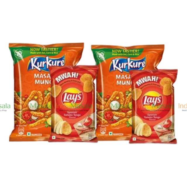 COMBO PACK  KURKURE MUNCH MASALA - 77g + LAYS SPANISH TOMATO - 52g