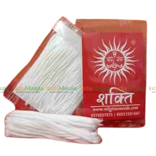 LAKSHMI WHITE DOUBLE LONG COTTON WICKS 75 Pcs - 1POUCH